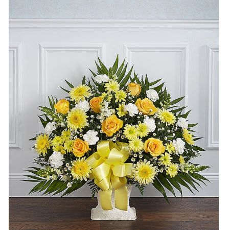 Heartfelt Tribute™ Yellow Floor Basket Arrangement