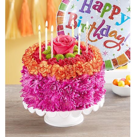 Conroy's Flowers El Cajon El Cajon - EXCLUSIVE If you want their birthday to be the brightest day of the year, your wish has come true! Our vibrant new flower cake has all the ingredients for a happy celebration: hot pink and fiery orange blooms—and candles to top it off. This confection-inspired creation is the perfect centerpiece for their party. Dial up the fun by adding a balloon to your gift.