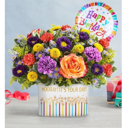 Conroy's Flowers El Cajon El Cajon - EXCLUSIVE Celebrate the special days, big and small, with our medley of bright blooms. Festively arranged in our keepsake “Hooray It’s Your Day” container, this happy surprise is sure to make the moment one they’ll remember.