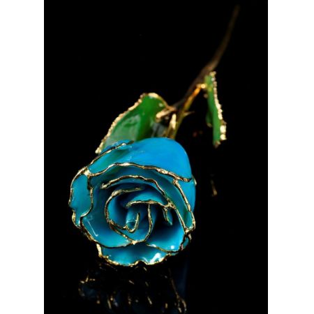 March Rose - Aquamarine Gold Trimmed Rose