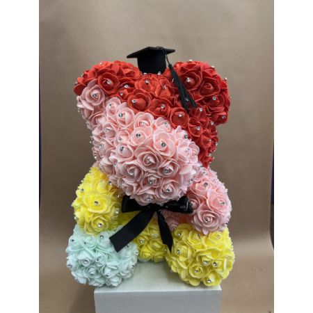 Conroy's Flowers El Cajon El Cajon - Made entirely of colorful foam roses with sparkly rhinestones, this elegant bear wears a cap and bow – a beautiful keepsake to remember how far you've come! **Colors may vary**