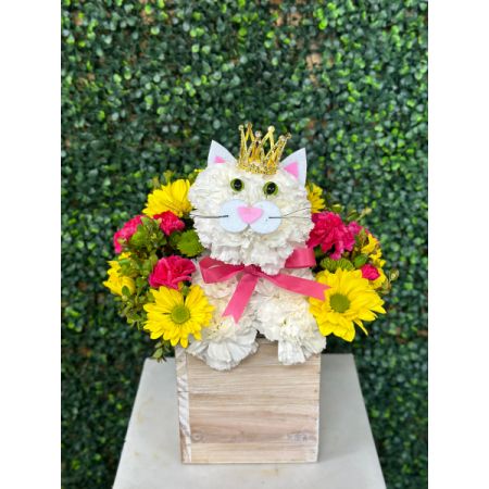 Conroy's Flowers El Cajon El Cajon - Say hello to our purr-fect flower kitty princess! ?? Bright blooms and a crowned cutie make this arrangement the sweetest gift for any cat lover.”