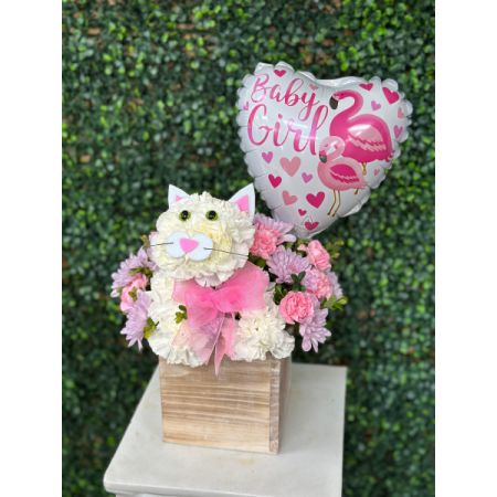 Conroy's Flowers El Cajon El Cajon - Fabulous Feline  Girl Bundle w/ Baby Girl Balloon