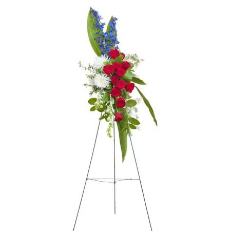 Morningside Florist Rancho Cordova - This standing spray is a honorable display of red, white, and blue blooms.