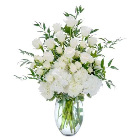 Morningside Florist Rancho Cordova - This lush and lovely combination of lush greenery, roses and hydrangea is purely elegant.