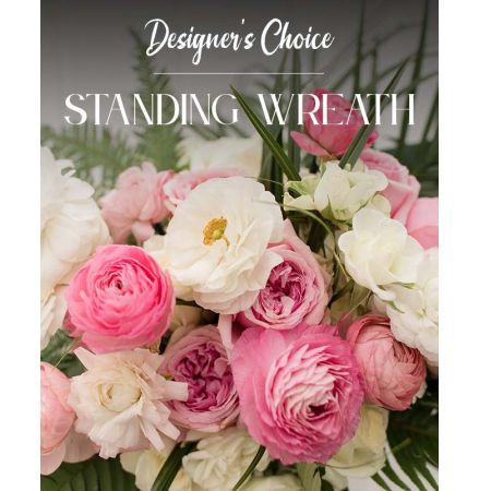 Morningside Florist Rancho Cordova - Celebrate a life well-lived with our Designer's Choice Standing Wreath, a touching tribute designed with heartfelt care and artistic elegance. Our skilled florists thoughtfully select from the freshest seasonal blooms to create a unique and personalized standing wreath that honors your loved one with grace and beauty.