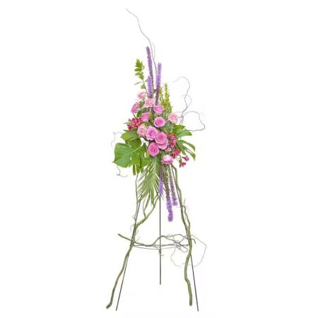 Morningside Florist Rancho Cordova - An beautiful pink easel spray including pink Roses and Willow with accents of premium foliage.