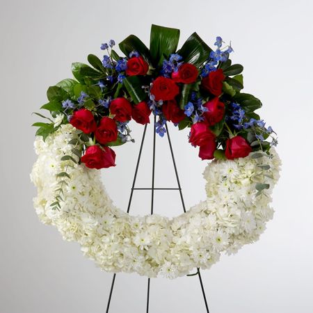 Morningside Florist Rancho Cordova - A perfect way to honor their beliefs and actions, this red, white, and blue wreath is a tribute to those who loved their country.