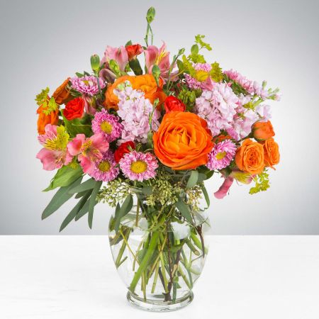 Morningside Florist Rancho Cordova - Celebrate good times with this lively bouquet. The arrangement includes roses, carnations, alstroemeria, stock, aster, and other seasonal blooms.  This is the perfect gift for Back to school, Birthday, or Just Because. APPROXIMATE DIMENSIONS: 12\