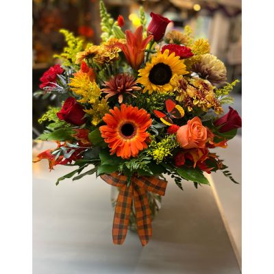 Morningside Florist Rancho Cordova - Fall hues are stunning in this vase arrangement perfect for any fall gathering 