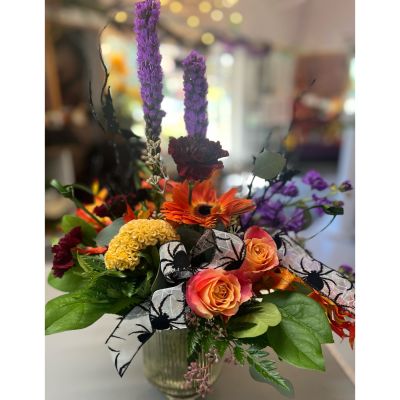 Morningside Florist Rancho Cordova - A hauntingly beautiful mix of dark blooms and wild textures wildly wicked is where Erie elegance meets untamed magic, deep tones, moody petals, and unexpected twist make this arrangement perfectly wicked for Halloween nights