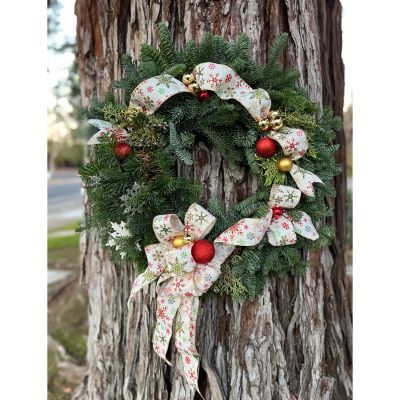 Morningside Florist Rancho Cordova - These fresh Holiday wreaths are a living circle of greenery, full of vibrancy and natural fragrance. We can accent them with traditional color such as red, green gold & silver, or more natural elements, such as red berries, pinecones, cinnamon sticks. They will add beauty and fragrance to any home.

Requires 48hr notice.