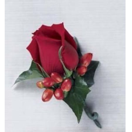 Log Cabin Florist Bakersfield - This Classic Uses A Single Red Rose To Make An Elegant Statement. Hypericum Berries Adds The Perfect Touch! **Flowers may be subject to change due to availability**