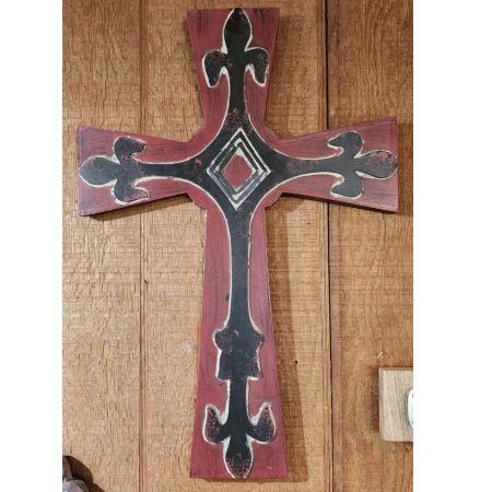 Log Cabin Florist Bakersfield - Beautiful painted wall hanging cross made of wood . Red painted finish. H: 19" x W: 15"