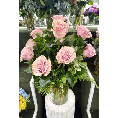 DiBella Flowers & Gifts Las Vegas - Dozen Pink Rose Arrangement IN THE COOLER 