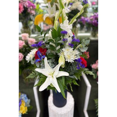 DiBella Flowers & Gifts Las Vegas - Red White and Blue Arrangement IN THE COOLER 