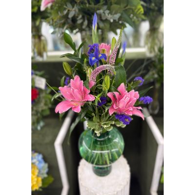 DiBella Flowers & Gifts Las Vegas - Rose Lily and Iris Arrangement IN THE COOLER 
