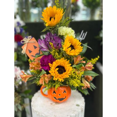DiBella Flowers & Gifts Las Vegas - Spooky Sunflowers Arrangement IN THE COOLER 