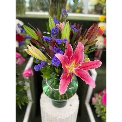 DiBella Flowers & Gifts Las Vegas - LILY AND SAFARI SUNSET ARRANGEMENT IN THE COOLER