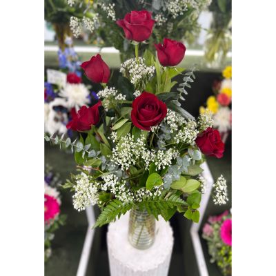 DiBella Flowers & Gifts Las Vegas - HALF A DOZEN RED ROSES ARRANGEMENT IN THE COOLER