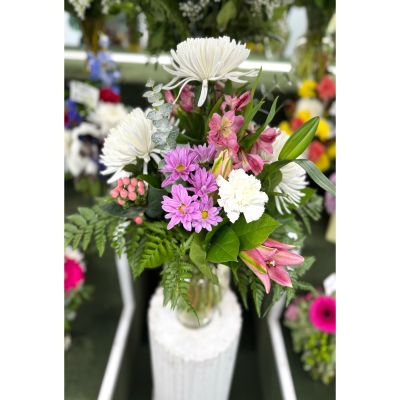 DiBella Flowers & Gifts Las Vegas - MIX OF WHITE AND PURPLE ARRANGEMENT IN THE COOLER