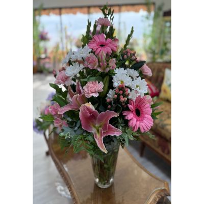 DiBella Flowers & Gifts Las Vegas - Show your love, encouragement, and support with our Pink Hope Breast Cancer Awareness Flower Arrangement. This stunning bouquet features pink roses, lilies, carnations, and seasonal blooms designed in shades of pink to symbolize hope, courage, and compassion. Perfect for honoring breast cancer survivors, showing support during treatment, or sending encouragement to a loved one fighting breast cancer, this meaningful floral gift carries a heartfelt message of strength and unity.

Our breast cancer awareness floral arrangement in pink is ideal for fundraising events, support groups, hospital deliveries, or sending as a thoughtful gift to friends and family. Each bouquet is carefully handcrafted to reflect the spirit of hope and resilience, making it more than just flowers—it’s a gesture of love, encouragement, and solidarity.