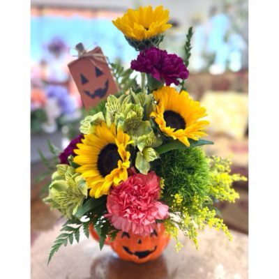 DiBella Flowers & Gifts Las Vegas - Spooky Sunflowers Mug Arrangement 