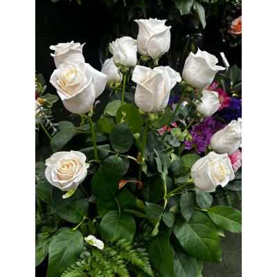 DiBella Flowers & Gifts Las Vegas - Dozen White Rose Arrangement In the Cooler