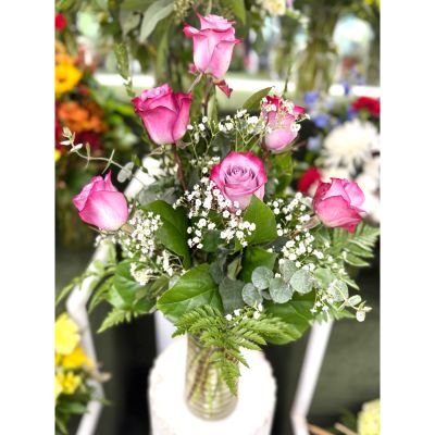 DiBella Flowers & Gifts Las Vegas - Half a Dozen Lavender Roses Arrangement In the Cooler