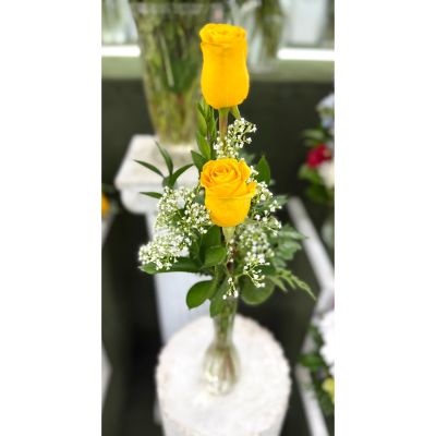 DiBella Flowers & Gifts Las Vegas - Double Yellow Rose Budvase Arrangement In the Cooler