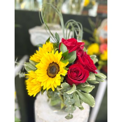 DiBella Flowers & Gifts Las Vegas - Romantic Sunshine Bubble Bowl Arrangement In the Cooler