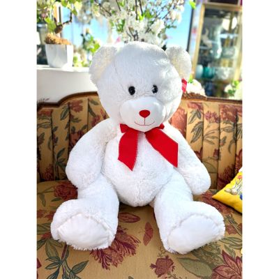 DiBella Flowers & Gifts Las Vegas -  Meet our Classic Snow-White Teddy with a Holiday Red Bow!
Soft, plush, and perfectly cuddly, this bright white bear is designed to bring joy to any occasion. With its sweet embroidered smile, shiny black eyes, and a vibrant red bow, it has that timeless, lovable charm everyone adores. Whether you’re gifting it for Valentine’s Day, or simply sending someone a cozy hug, this teddy is guaranteed to warm hearts and brighten moments.