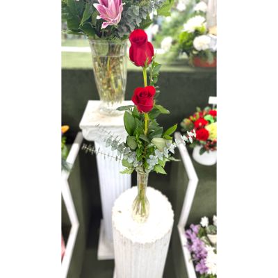 DiBella Flowers & Gifts Las Vegas - Double Red Rose Budvase In the Cooler