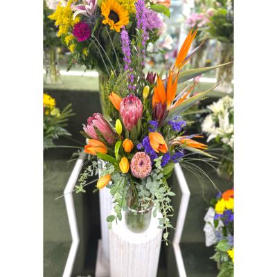 DiBella Flowers & Gifts Las Vegas - Tropical Sunset Arrangement In the Cooler