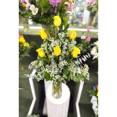 DiBella Flowers & Gifts Las Vegas - Half a Dozen Yellow Roses Arrangement In the Cooler