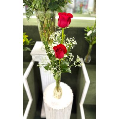 DiBella Flowers & Gifts Las Vegas - Double Red Rose Budvase In the Cooler