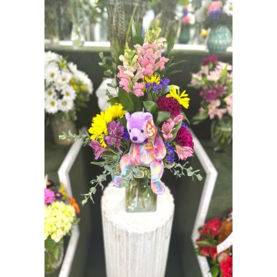 DiBella Flowers & Gifts Las Vegas - February Birthday Bear Arrangement In the Cooler