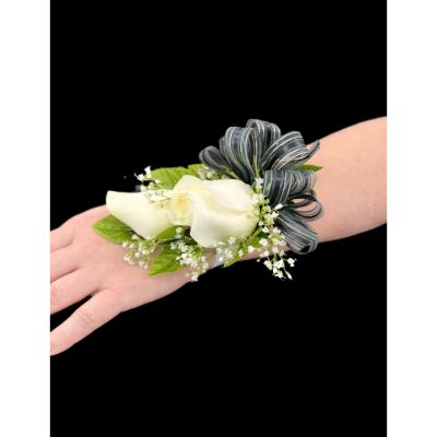 Elegant Double Rose Corsage – Pin-On or Wristlet Option Addon
