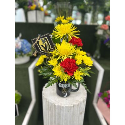 DiBella Flowers & Gifts Las Vegas - Golden Knights Mug Arrangement In the Cooler