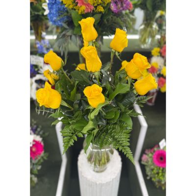 DiBella Flowers & Gifts Las Vegas - Dozen Yellow Rose Arrangement In the Cooler