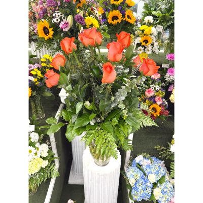 DiBella Flowers & Gifts Las Vegas - Dozen Orange Roses Arrangement In the Cooler