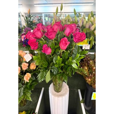 DiBella Flowers & Gifts Las Vegas - Two Dozen Hot Pink Roses Arranged In the Cooler
