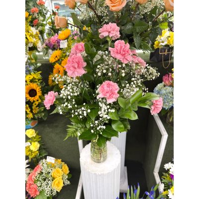 DiBella Flowers & Gifts Las Vegas - Dozen Pink Carnations Arrangement In the Cooler