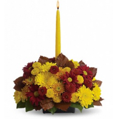 Newtown Floral Company Newtown - This beautiful fall arrangement makes it easy to harvest all of the happiness and warmth of the season and send it to someone special.<br />

			Fall's rainbow of rich hues are on display with three different varieties of chrysanthemums in shades ranging from burgundy and bronze to sunny yellow. Orientation: All-Around<br />
					
              
					As Shown : T168-2ADeluxe : T168-2BPremium : T168-2C
              