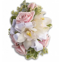Newtown Floral Company Newtown - Mini cymbidium orchids and spray roses with varigated pitt and seeded eucalyptus will have you dancing the night away. 