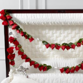 Superior Florist Ltd New York - The Floral Rosary is a beautiful arrangement designed to be placed inside a casket, serving as a symbolic and reverent tribute. Crafted with care, this floral rosary features blooms arranged in the shape of a rosary, offering a unique and heartfelt expression of love and remembrance. The choice of flowers and colors can be tailored to suit individual preferences, creating a personalized and meaningful tribute. The Floral Rosary serves as a comforting and spiritual symbol, providing solace and support during moments of grief and reflection. Placed within the casket, it stands as a touching and enduring tribute to honor the memory of a loved one.





