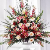 Superior Florist Ltd New York - The Fan-Shaped Floral Basket is a delightful and graceful arrangement designed in the shape of a fan. This lovely floral basket is crafted with care, featuring a variety of blooms that come together in a visually appealing and harmonious display. The fan shape adds a unique and artistic touch to the arrangement, creating a charming presentation. This floral basket is a thoughtful and heartfelt gesture suitable for various occasions, from expressing sympathy to celebrating special moments. With its beauty and elegance, the Fan-Shaped Floral Basket serves as a lovely tribute, conveying warmth and best wishes.