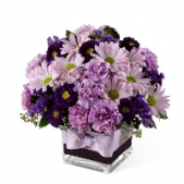 Superior Florist Ltd New York - The "Purple & Lavender Cube Bouquet" is a beautiful selection of purple, pink, and lavender flowers arranged in a cube-shaped vase. Perfect for any desk or bedside, this arrangement offers a visually stunning and elegant display. With the option for same-day flower delivery, you can promptly share this chic and thoughtful bouquet for various occasions. Whether it's to brighten up a workspace, convey best wishes, or express appreciation, the "Purple & Lavender Cube Bouquet" adds a touch of beauty and sophistication to any setting.





