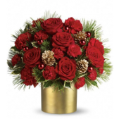 Superior Florist Ltd New York - A perfect Christmas arrangement with red roses and Christmas greenery.