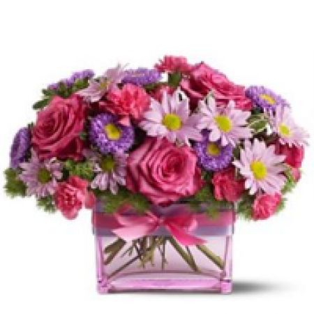 Superior Florist Ltd New York - The "Cube Vase of Assorted Pink Blooms" is a perfect mix of flowers in shades of pink, presented in a stylish cube vase. With the option for same-day flower delivery, you can promptly share this delightful and visually appealing arrangement for various occasions. Whether it's to convey sweetness, celebrate a special moment, or simply bring joy, the "Cube Vase of Assorted Pink Blooms" offers a chic and thoughtful floral presentation. The mix of assorted pink blooms creates a harmonious and charming display, making it a versatile and lovely choice for beautifully expressing your sentiments.